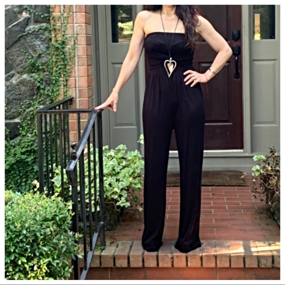 ✨LAST ONE✨Black tube side chic wide leg jumpsuit - Picture 3 of 8